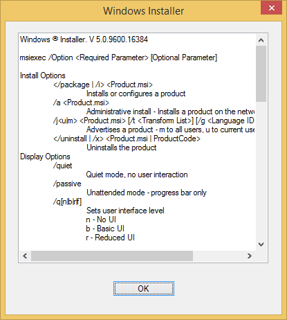 Windows Installer Parameters